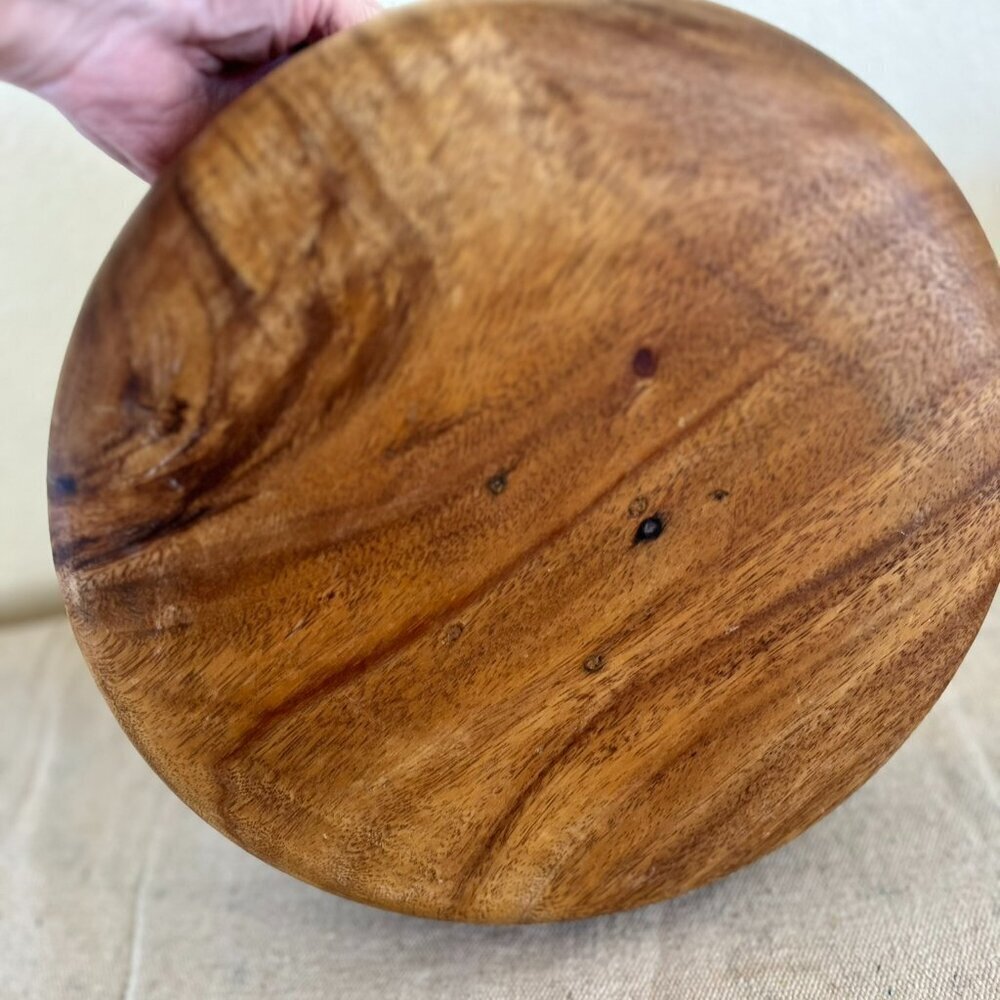 Vintage Hand Crafted Wood Mahagony Salad or Decorative Bowl - Picture 5 of 10